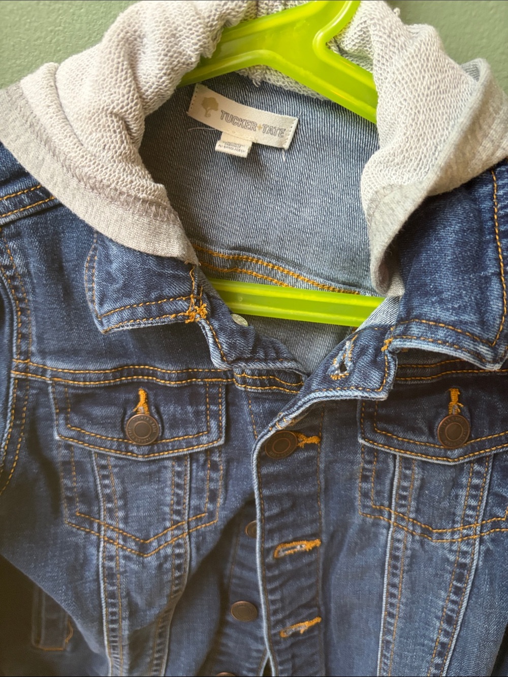 Tucker + Tate Blue Denim Jacket with Gray Hood